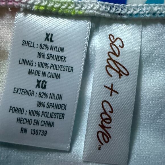 New SALT COVE (Macy's) Strappy Side Multicolor Print Juniors Size XL - Picture 4 of 4